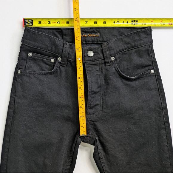 SALE Nudie Jeans Grim Tim W29 L28 Slim Straight Dry Everblack Button Fly Black - Picture 7 of 11